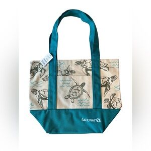 13x7x6                                       SafewayTurtle Print Canvas Tote Bag